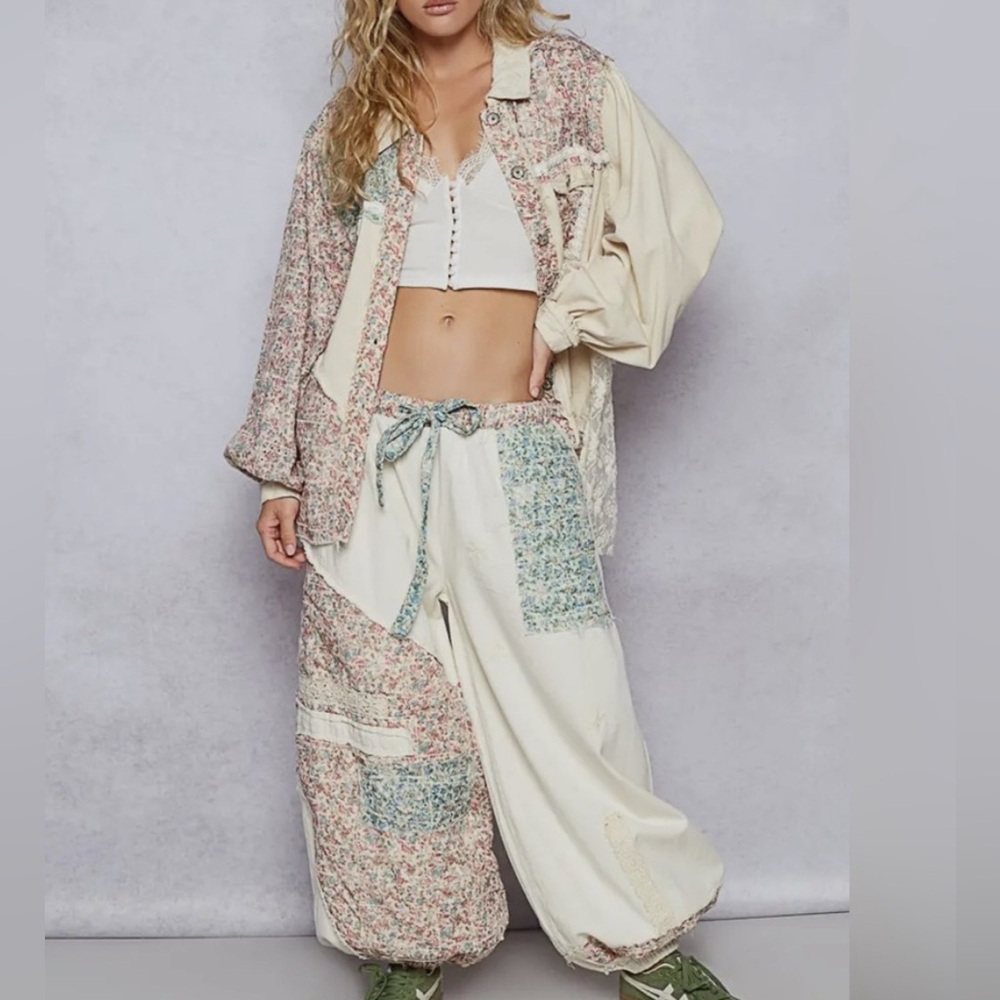NEW POLMatching SET: The Suzie Patchwork Balloon Wide-Leg Pant jogger and top.